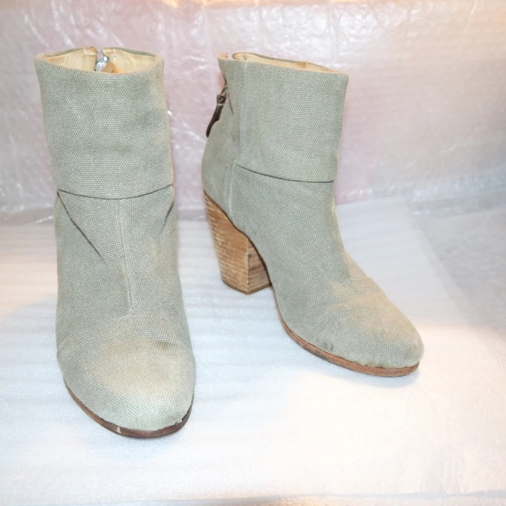 RAG & BONE Stonewall Green Classic Newbury Ankle Boots Size 38 USA 8 - Picture 5 of 9